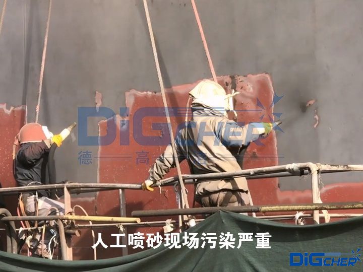 人工噴砂現(xiàn)場污染嚴重